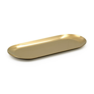 Χρυσός μεταλλικός διακοσμητικός δίσκος oval 26x10 εκ. για κεριά, αρώματα και κοσμήματα